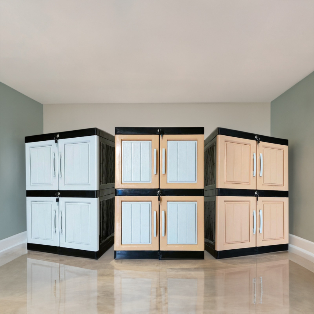 LEMARI PLASTIK SUSUN 2 MINI WOOD MOTIP KAYU GALAXY KUNCI