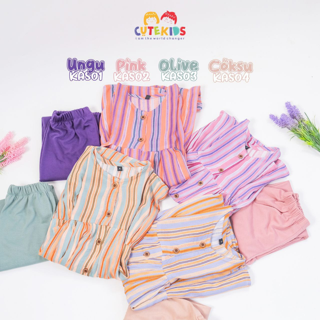 SET TUNIK KIKAN ARUMI Series Setelan Anak Perempuan Umur 1 2 3 4 5 6 Tahun by Cute Kids