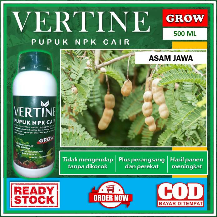 Pupuk NPK Cair 500 ML - Pupuk Tanaman Asam Jawa (VERTINE GROW) Pupuk Cair Pelengkap Berkhasiat Meran