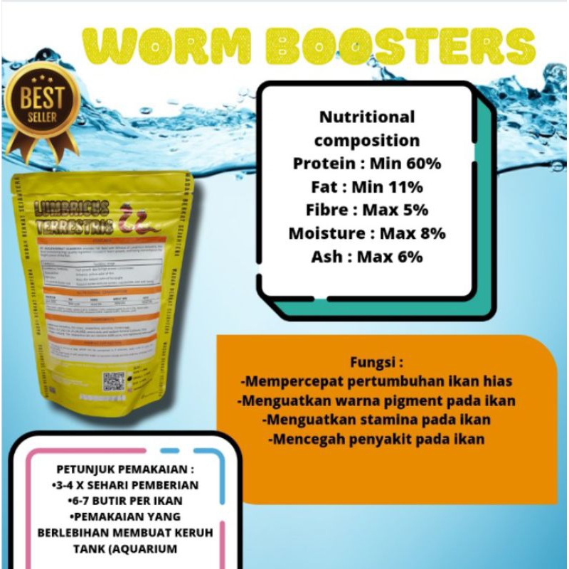 Makanan Ikan Hias Chana Predator Healthy Immune System WORM BOOSTERS YELLOW 100GR