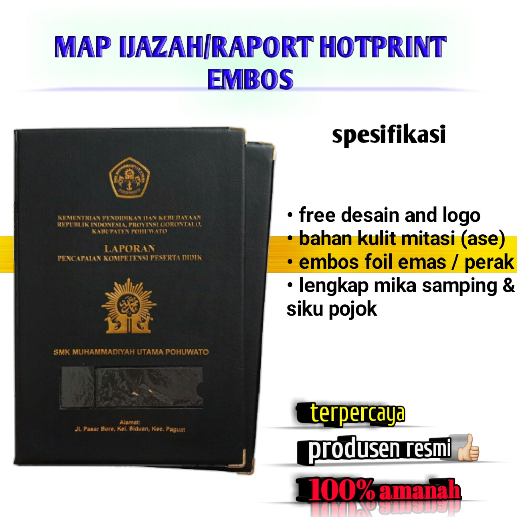 

map raport / ijazah hotprint bahan kulit mitasi (ASE)