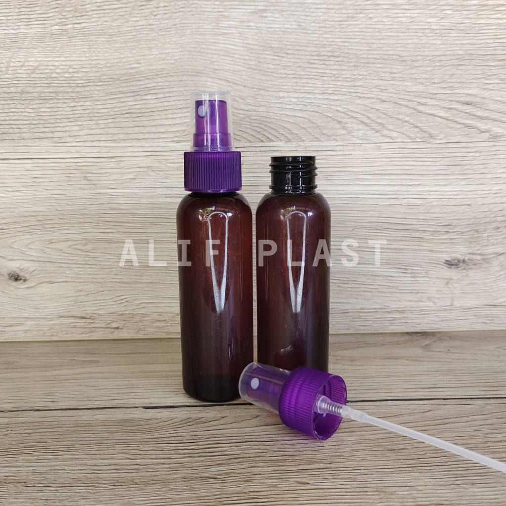 BOTOL PET 100 ML COKLAT TUTUP SPRAY VARIAN WARNA WARNI