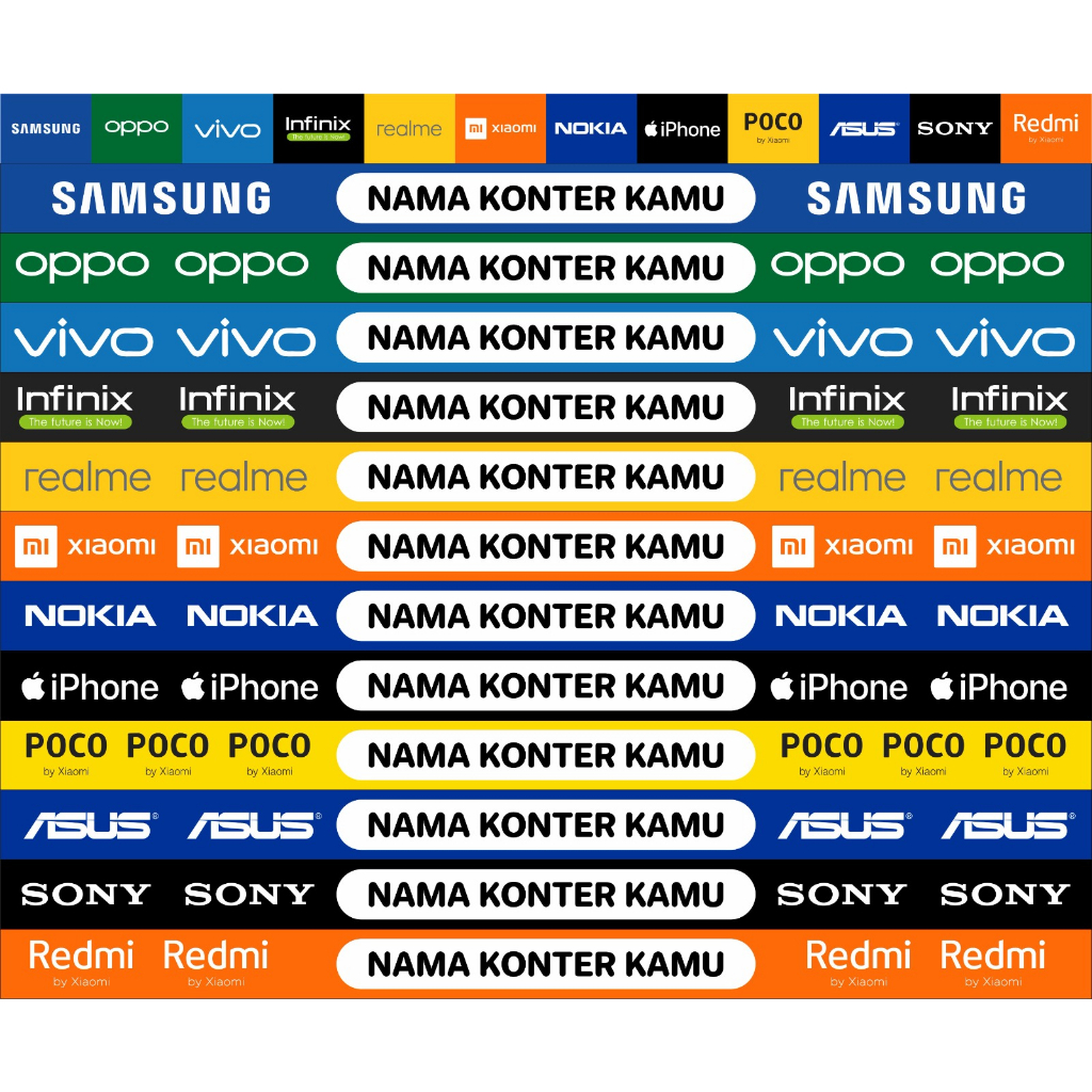 

STIKER VINYL LIST ETALASE KACA MERK HP (NAMA AGEN TULIS D CATATAN / DI CHAT)