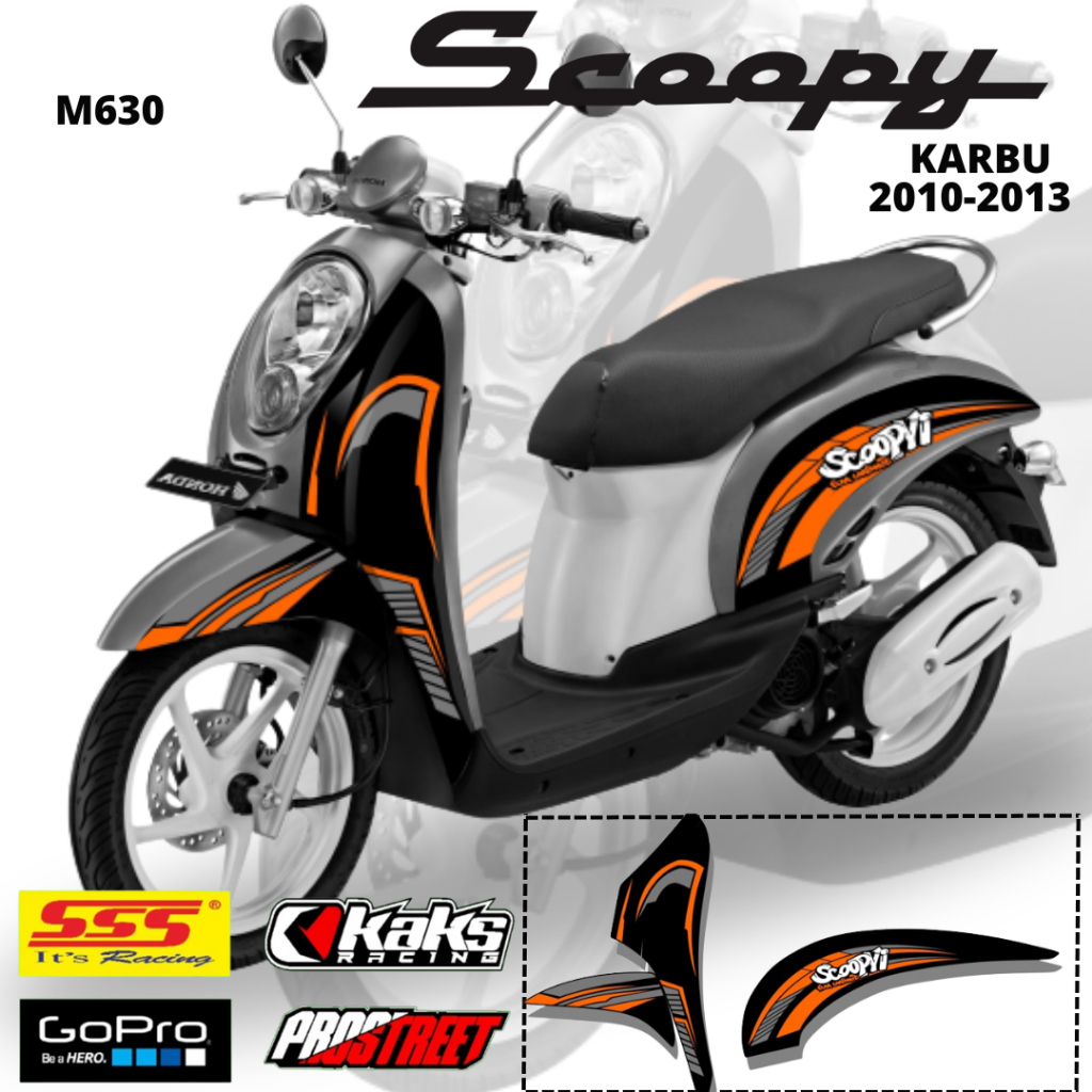 Lis Stiker Striping Honda Scoopy Karbu M630 Tahun 2010 2011 2012 2013 Pelindung List Sticker Aksesor