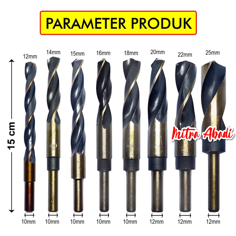 Loonagranit Mata Bor Hss Baja As Kecil Small Handle Drill Bit 12 Mm 14 Mm 15 Mm / As 10 Mm