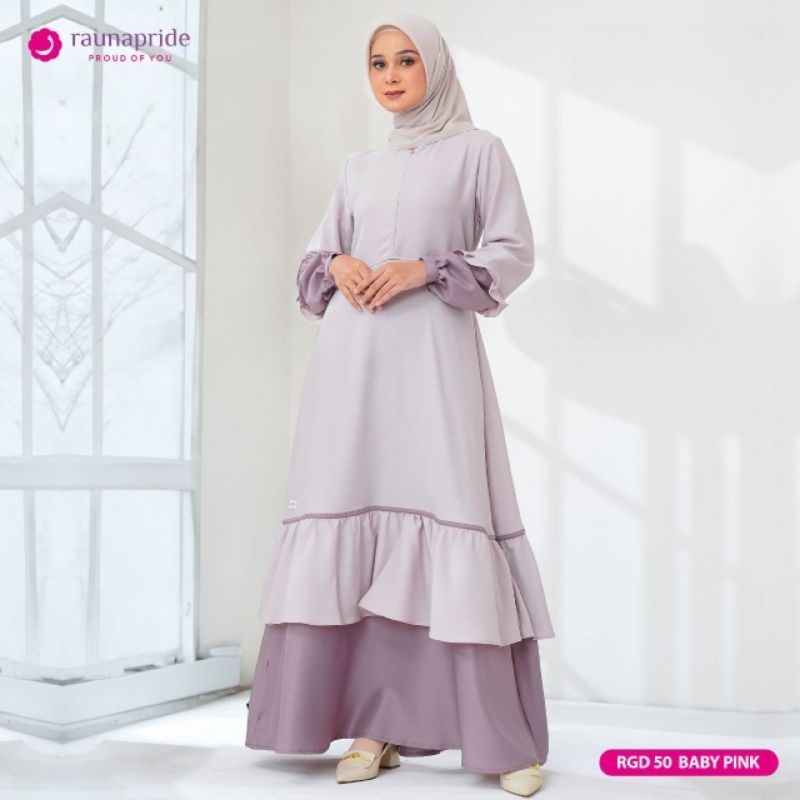 Gamis Rauna RGD 50 baby pink Olive Blue Brown Burgundy Green Mint