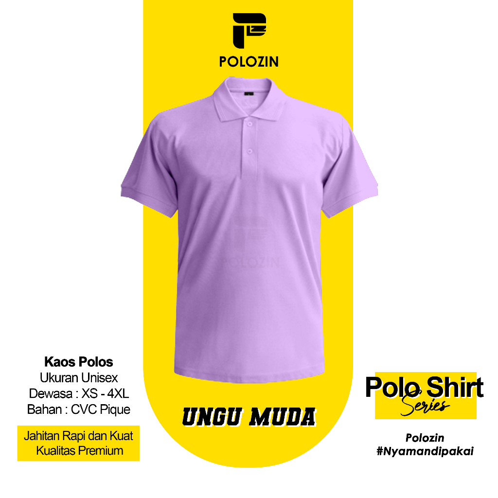 Polozin | Kaos Poloshirt Kerah Polos Pria Wanita CVC Pique Polo Shirt Premium - Ungu Muda