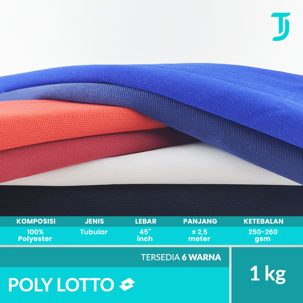 20s Poly Lotto | Kain Bahan Jersey & Sport Apparel | 1 kg | Bahan Kaos Tumbuh Jaya | Putih | Biru Be