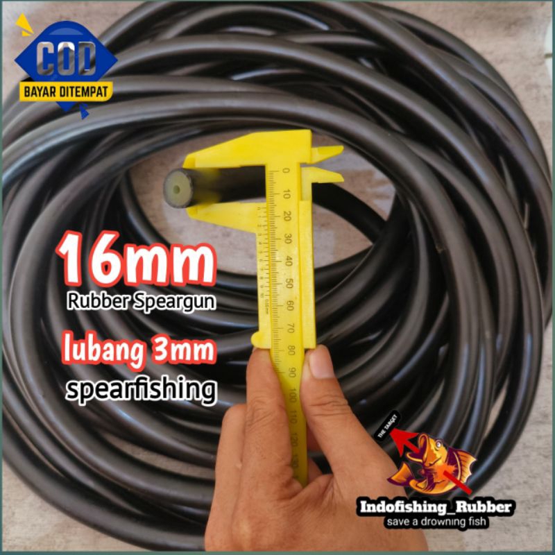 Karet Ruer Speargun 16mm diskon 3*16 Murah Khusus Panah Ikan Promo Black Dipped