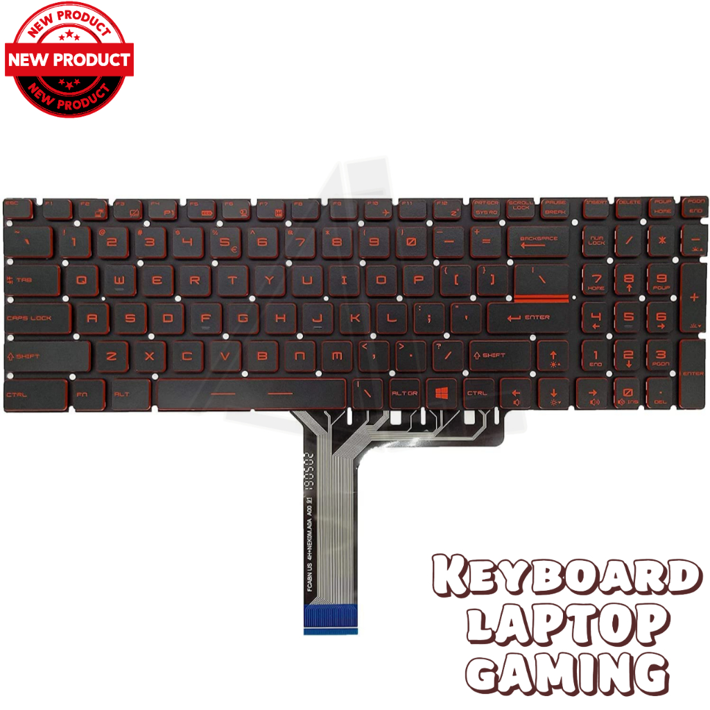 Keyboard MSI GF75 Thin 10SDR Keyboard BACKLIGHT RED NEW BERGARANSI