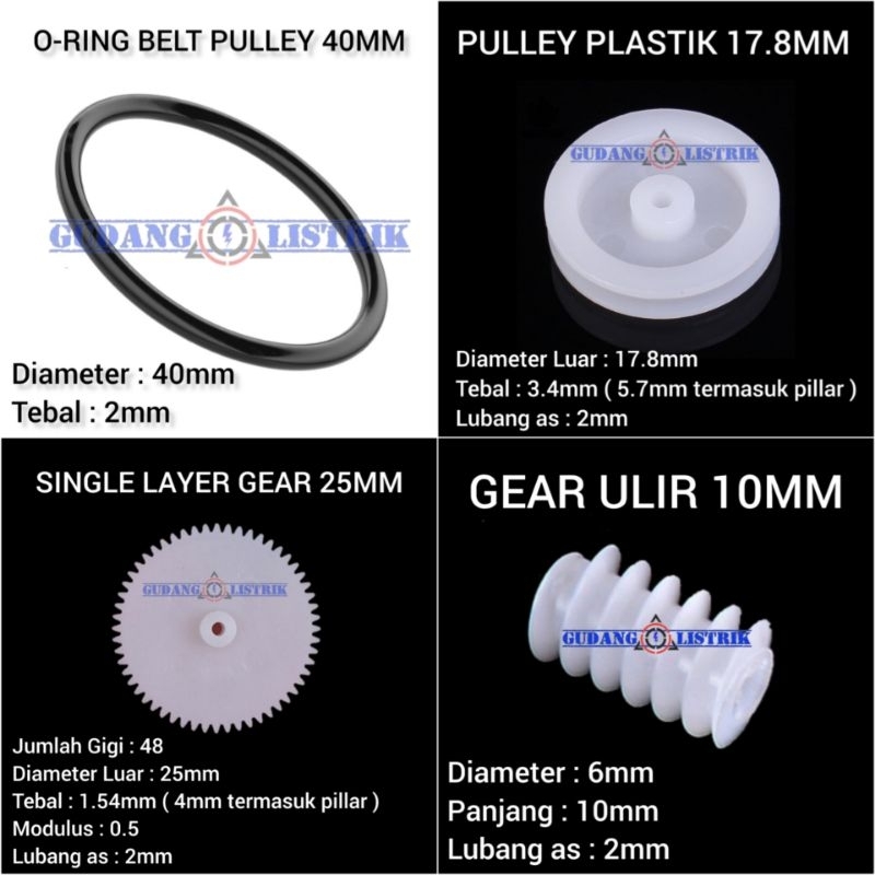 Parts DIY Dinamo Motor 130 Roda Gigi Gear Pulley O-Ring Belt Plastik