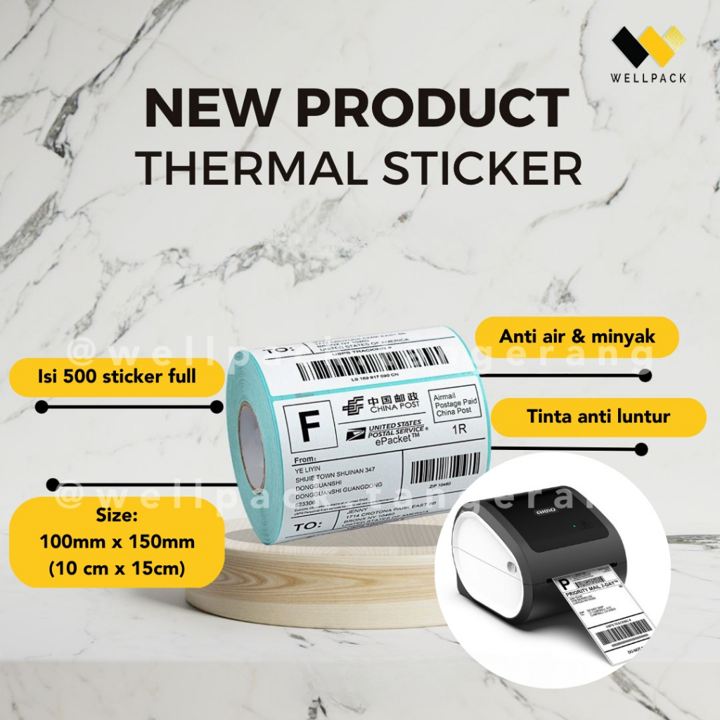 

Sticker Thermal / Resi / Label / Barcode ukuran 100mm x 150mm (10cm x 15cm)