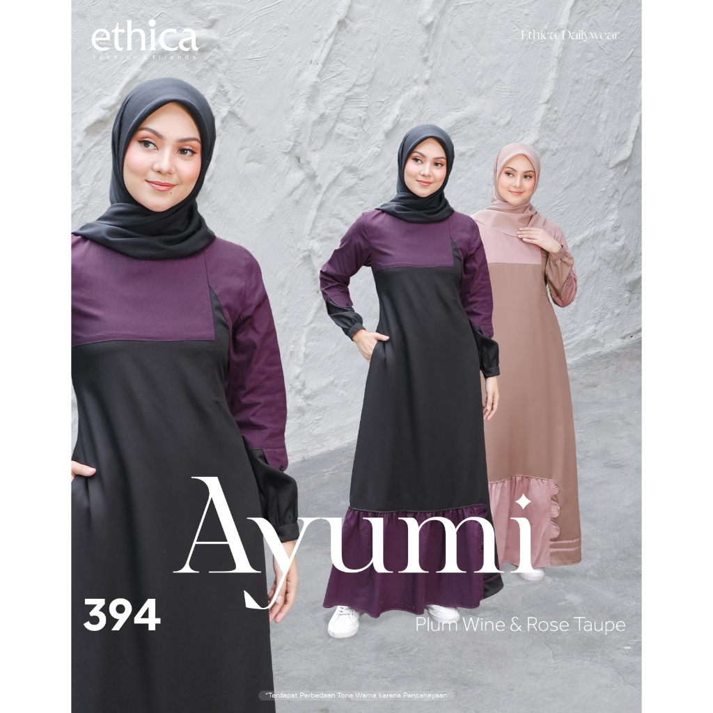 AYUMI 394 ROSE TAUPE & AYUMI 394 PLUM WINE, GAMIS POLOS MODEL DAN WARNA KEKINIAN, ETHICA (RUMAH FAIQ