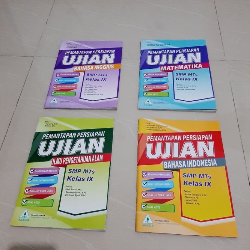 Buku Pemantapan Persiapan Ujian IPA Matematika Bahasa Indonesia Inggris kelas 9 SMP Akasia