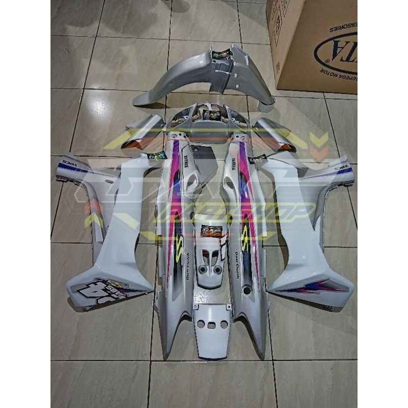 COVER BODY FIZR SSTWO SILVER PUTIH, BISA CUSTOM NAMA DAN NOMOR, FULLSET.