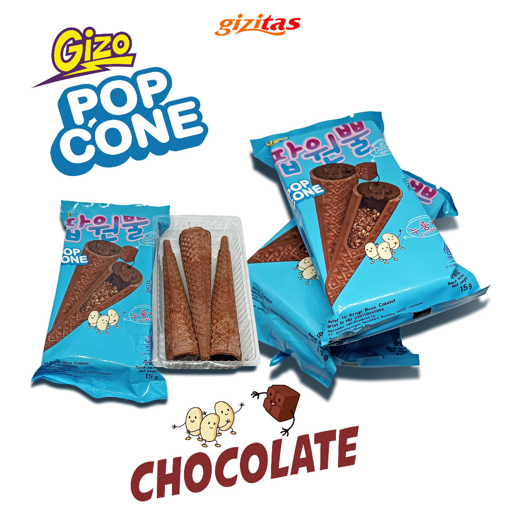 

Pop Cone Wafer Isi Krispi Rasa Cokelat 15g