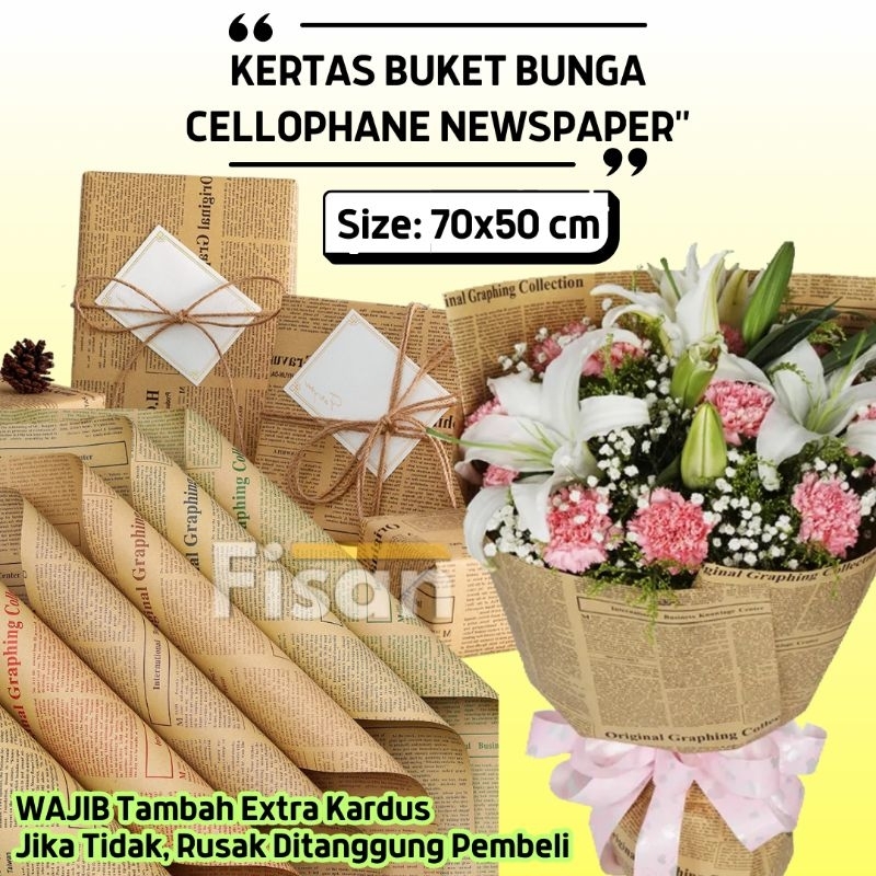 

Kertas Buket Bunga Cellophane NEWSPAPER Vintage Retro