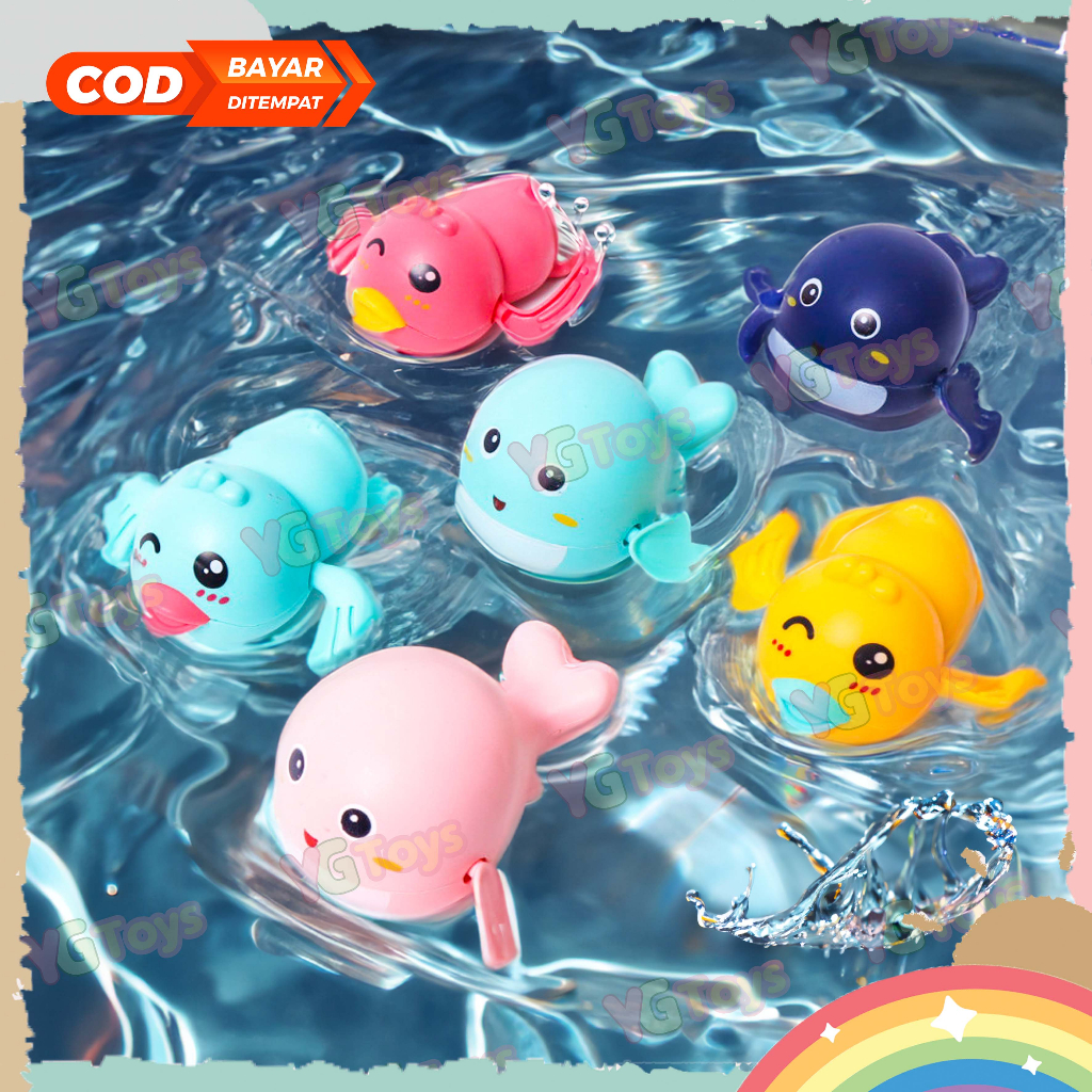 YGtoys Mainan Mandi Anak Bayi Kepiting Renang Kura Kura Binatang Hewan Berenang Mainan Kolam Bak Man