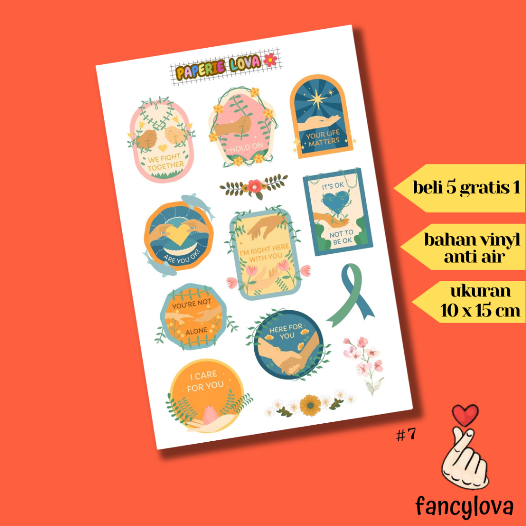 

Stiker Aesthetic Anti Air Vinyl Tumblr Jurnal Scrapbook Sticker Kawaii HP Laptop Mental Health Support Sticker Pack #7