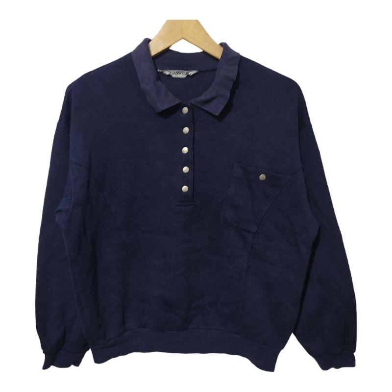 sweatshirt navy button up charge renown size L