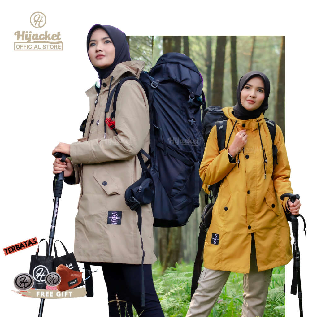 Jaket Outdor Naik Gunung Muslimah - Hijaber Otdor Syari Panjang Muslimah Ixora Series