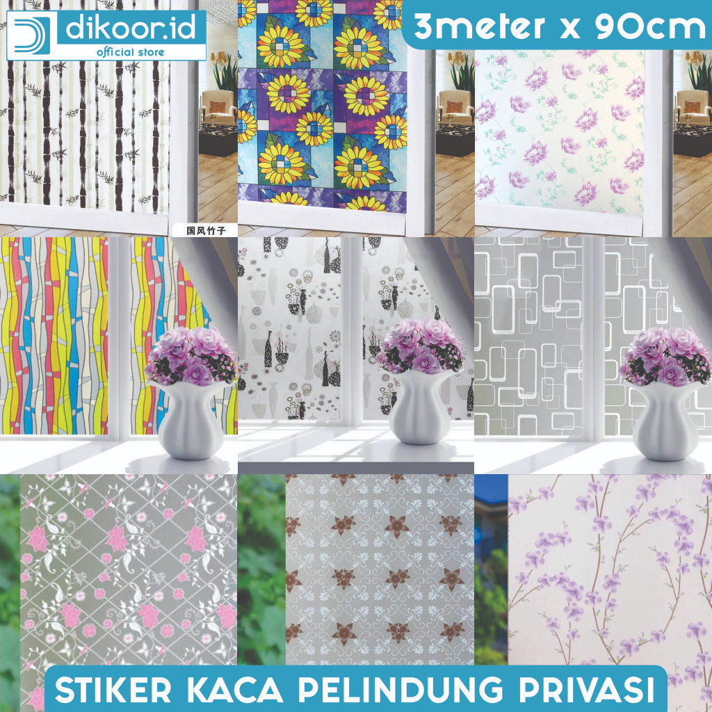 (COD) Sandblast Stiker Kaca Film Buram Untuk Jendela Sandblast Self Adhesive Per Rol 3m x 90cm  (Buk