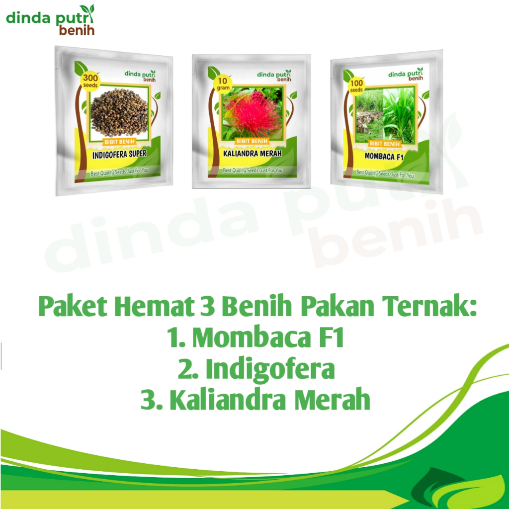 3 paket hemat benih unggulan /paket benih pakan ternak mombaca, indigofera dan kaiandra merah