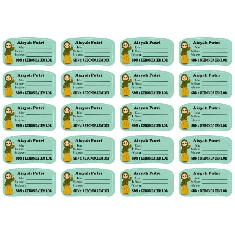 

sticker biodata buku pelajaran - custom nama - isi 20pcs