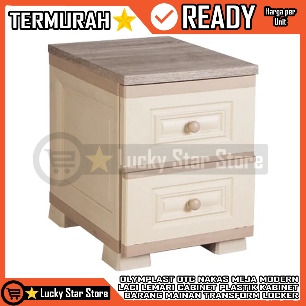 OTC NAKAS OLYMPLAST LEMARI PENYIMPANAN RAK SERBAGUNA LACI 2 SUSUN MEJA NAKAZ SAMPING KASUR SUDUT PLA