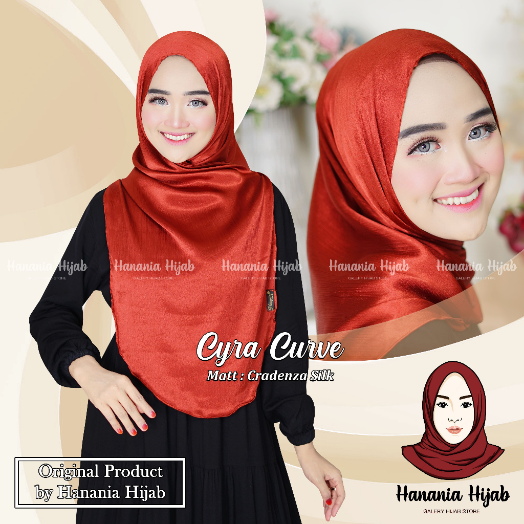 Pashmina Cyra Silk Oval Curve Semi Syar'i Premium Ori Hanania Hijab | Pashmina Oval Silk Cardenza