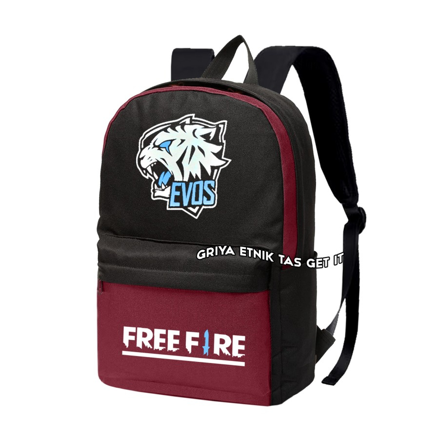 Tas Ransel Pria Anak Sekolah SMP SMA Gambar Freefire FF EVOS