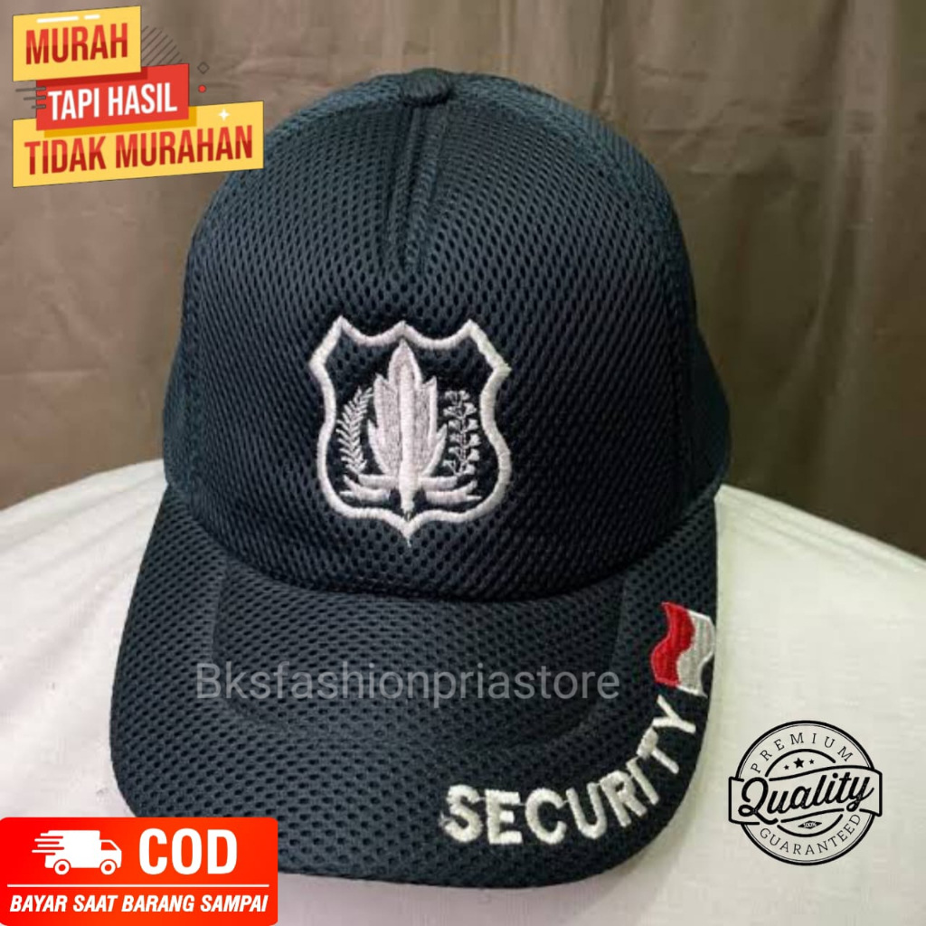 TOPI PRIA LOGO PUTIH SECURITY / TOPI JARING LOGO PUTIH / TERMURAH