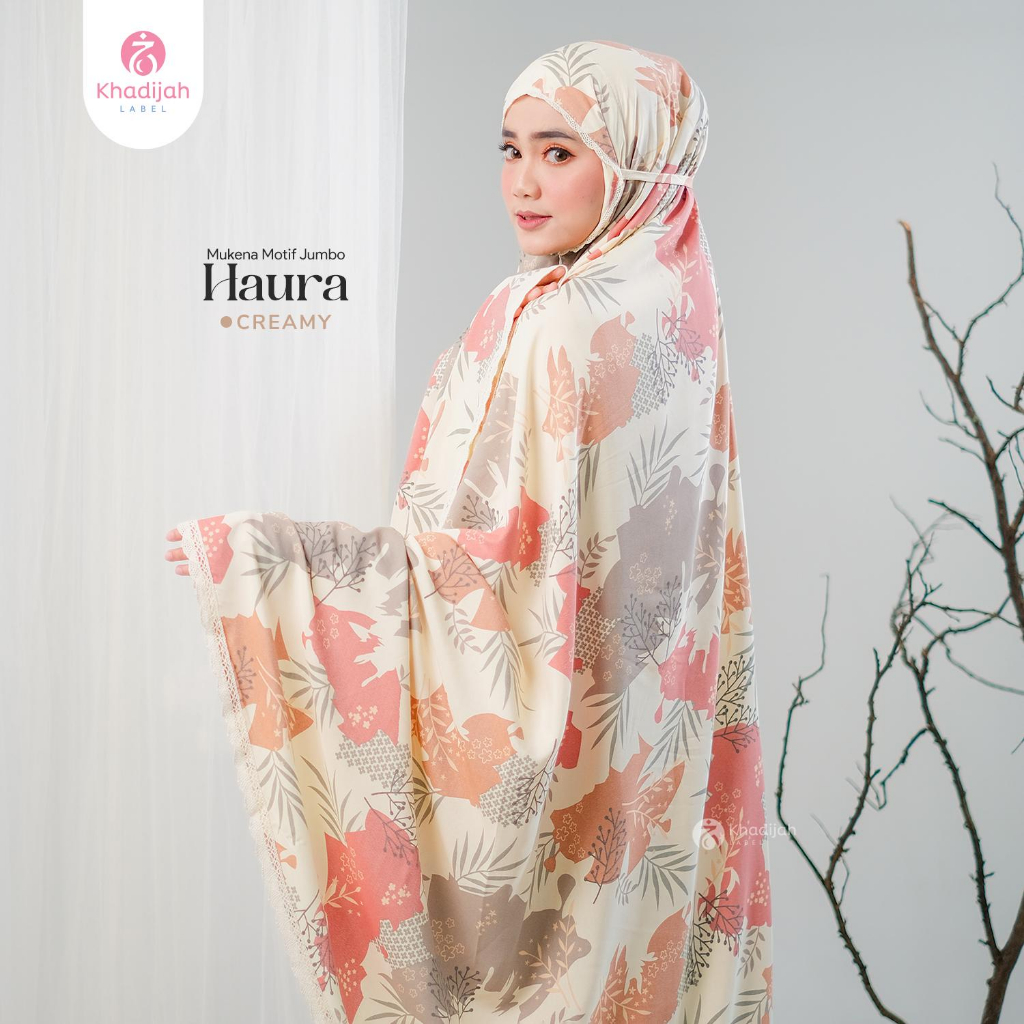 KHADIJAH LABEL-MUKENA JUMBO DEWASA 2in1 HAURA CREAMY/MUKENA JUMBO DEWASA 2IN1/MUKENA KHADIJAH LABEL 