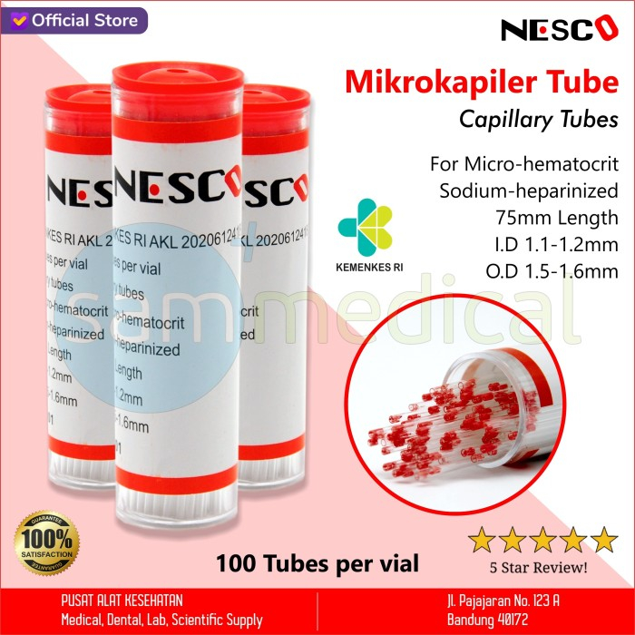 Tabung Hematokrit Merah Nesco | Tabung Hematokrit Heparin Nesco - PERTUBE