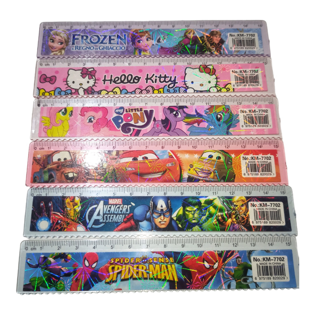 

Penggaris Plastik 15 cm Frozen Hello Kitty Little Pony LOL Avengers Cars Spiderman
