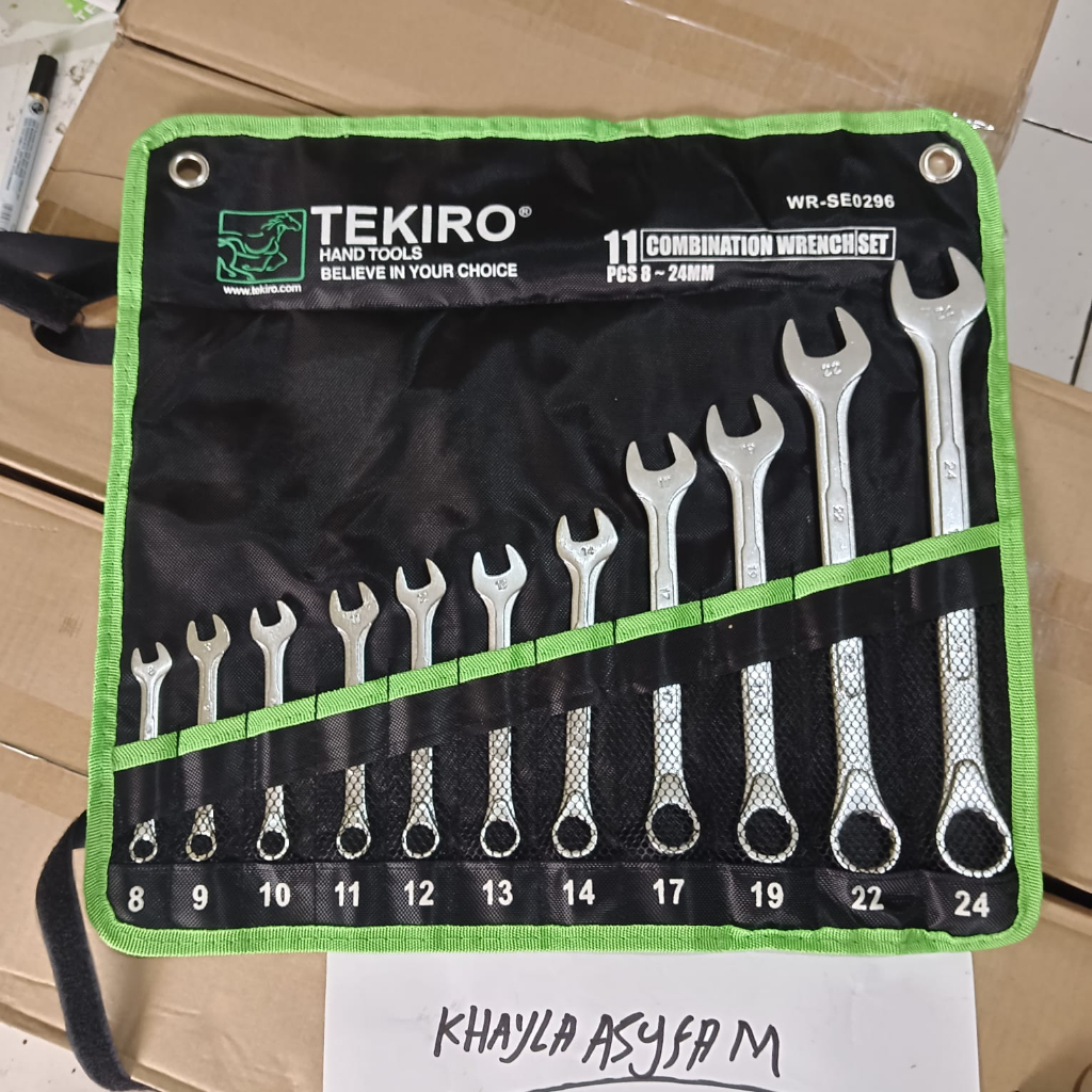 Kunci Ring Pas Set Tekiro 11Pcs Ukuran 8 - 24 Pcs / Kunci Pas Set 8 - 24 Mm 11 Pcs - Kunci Sok Pas 1 Set Full Lengkap Original TEKIRO