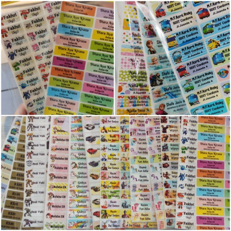 

cutelabels samarinda sticker nama tahan air anti sobek .campur dua nama dalam satu set