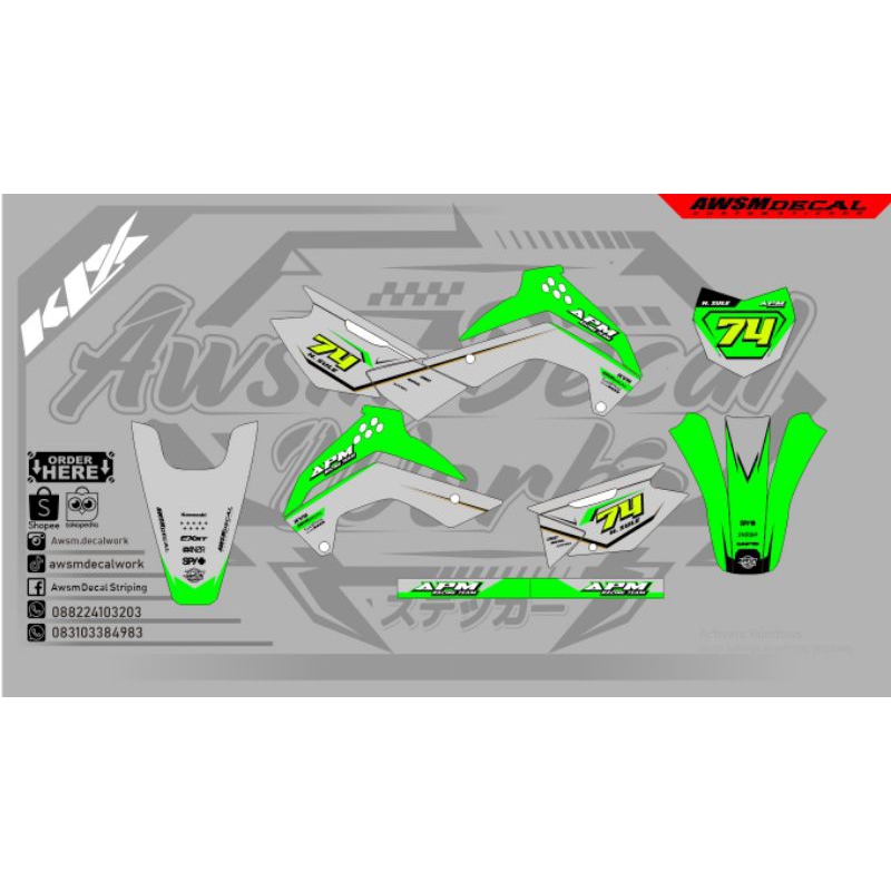 decal KLX 140 bahan maxdecal laminasi glossy super tebal dan cutting nomor stabilo asli