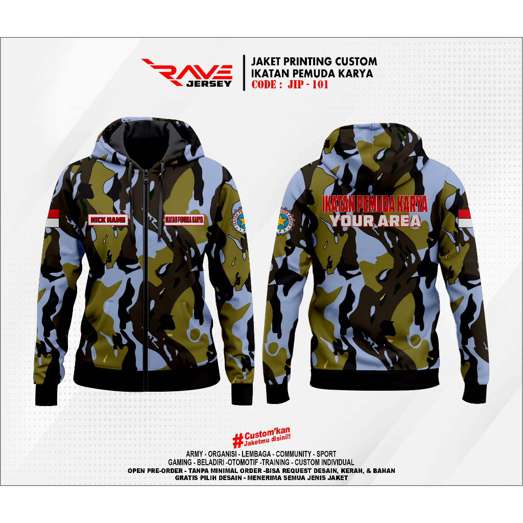 JAKET IKATAN PEMUDA KARYA IPK FULL PRINTING SUBLIM CUSTOM (DESAIN SUKA SUKA)