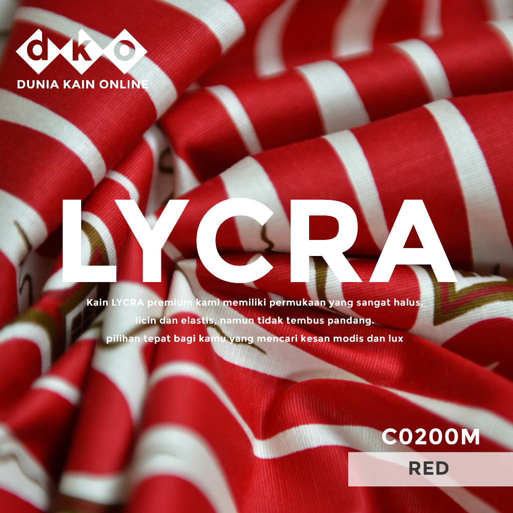 (Variasi) DKO Kain LYCRA Premium Cotton Stretch Merah Motif Kotak