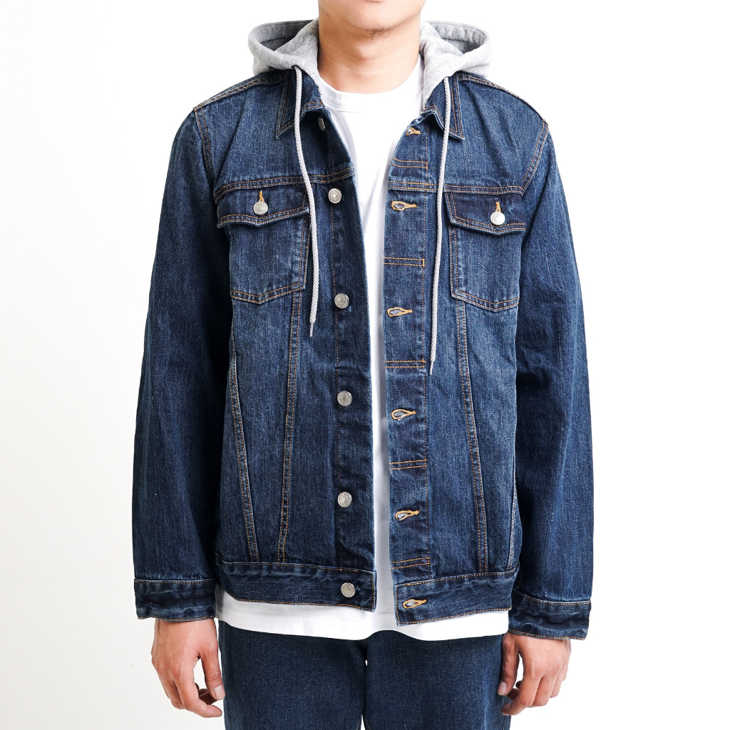Port Replay Jaket Jeans Pria Denim Hoodie Type III 13oz