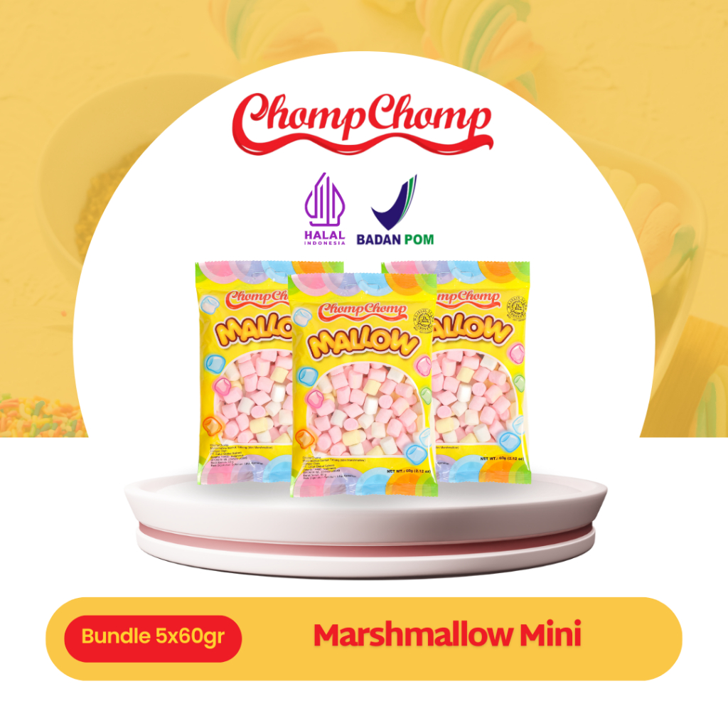 

Snack Marshmallow Chompchomp Mini 60gr Isi 5 Bungkus