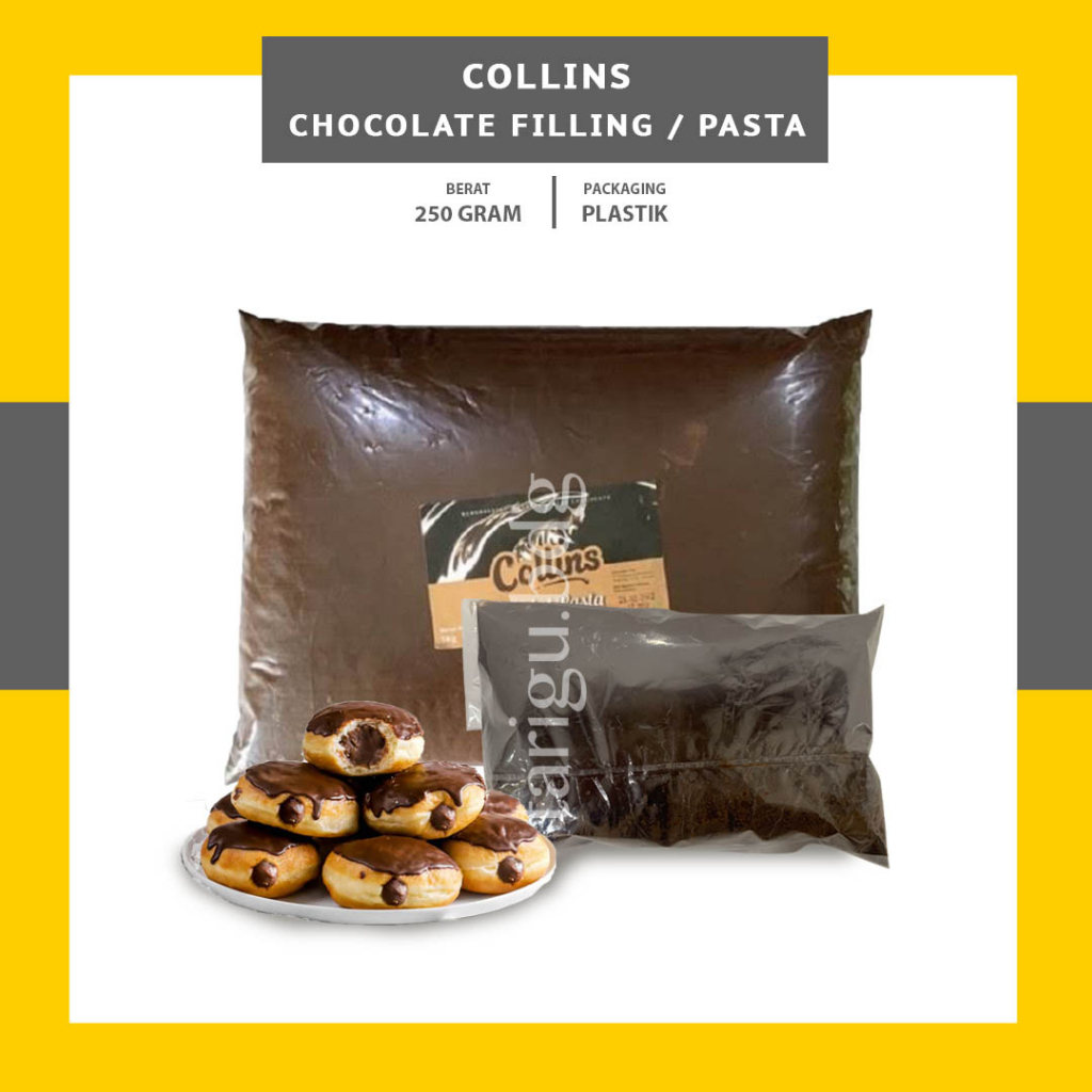 

COLLINS CHOCO FILLING 250GR - CHOCOLATE FILLING - SELAI SAOS COKLAT PASTA - SAUS ISIAN ROTI COKELAT