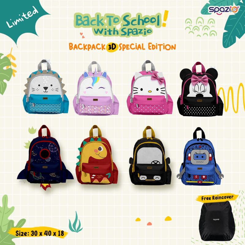 Tas Ransel Lucu Anak TK SD Backpack 3D Special Edition Spazio
