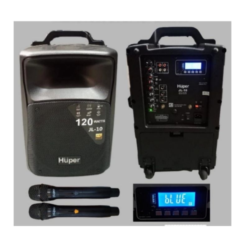 speaker portabel meeting wireless huper JL-10, speaker 10" , 2 mic wireless, original garansi.