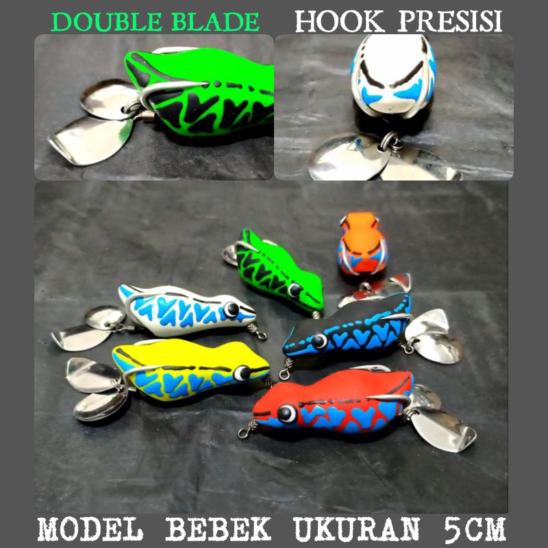 SOFT FROG ARJUNA LURE UKURAN 5CM. DOUBLE BLADE