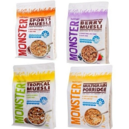 

Monster Muesli Tropical Sport High Fibre Berry / Sereal Cereal Muesli Australia NON GMO