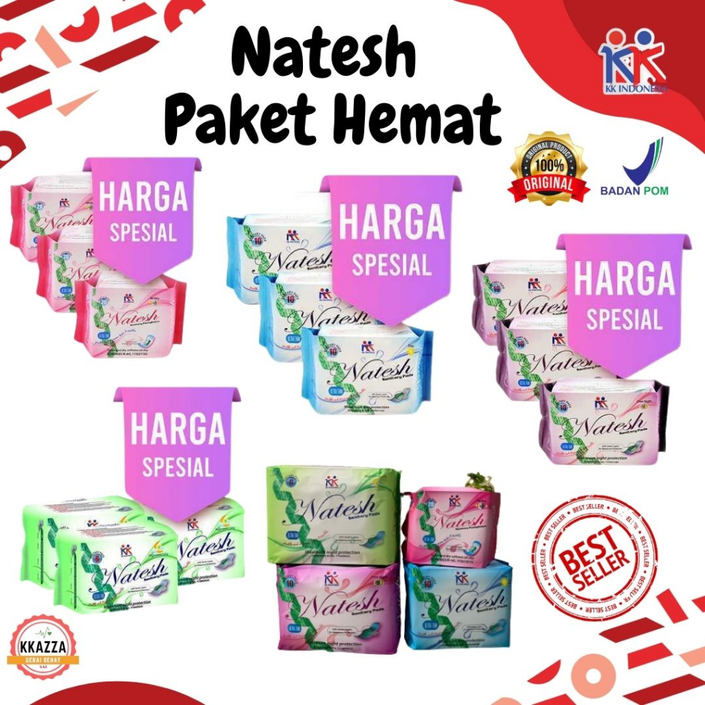 Natesh pembalut (Promo Hemat 3 pack) Natesh Pantyliner / Natesh Day / Natesh Night / Natesh Night Ex