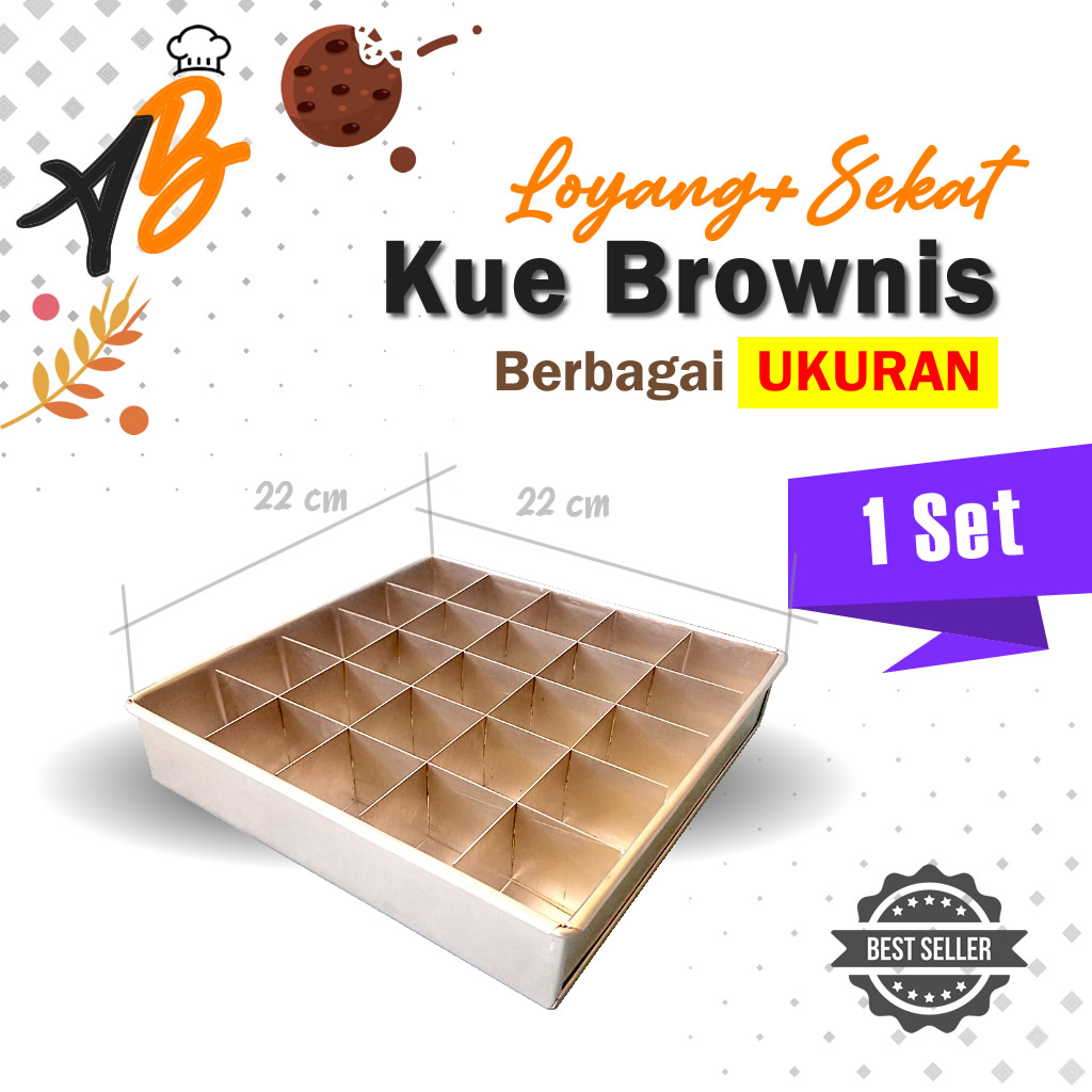 Loyang Sekat Brownies Berbagai Ukuran / Cetakan Kue Brownies / Cetakan Brownies Sekat Aluminium Teba