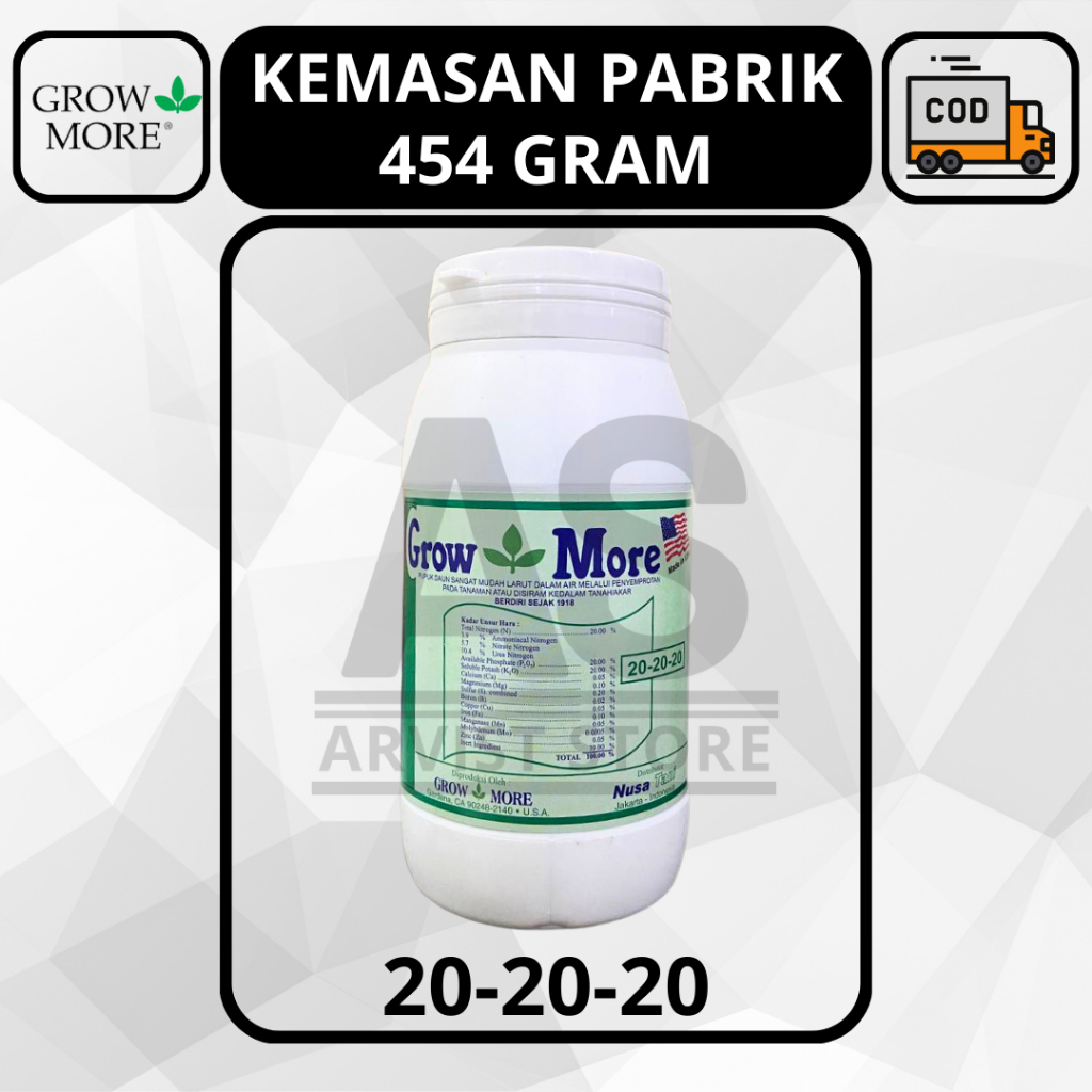 Pupuk GROW MORE 20 20 20 454 Gram NPK Seimbang Pertumbuhan Tanaman